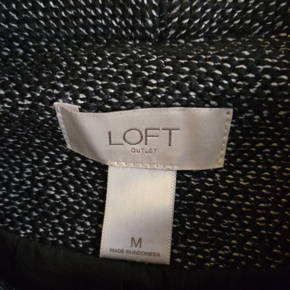 LOFT Dark Gray Tweed Double-Breasted Moto Blazer EB3 - Picture 2 of 15